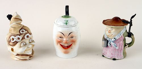 THREE GERMAN PORCELAIN CHARACTER