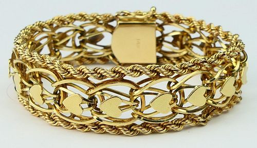 HEAVY LARGE 14KT Y GOLD BRACELET 38ba92