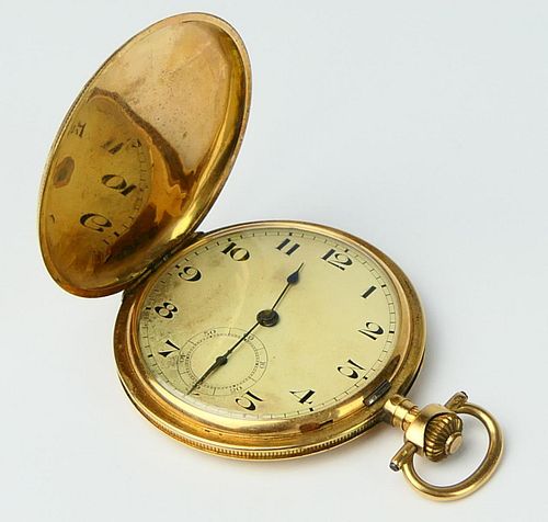 14 KT YELLOW GOLD ANCRE POCKET WATCHLarge