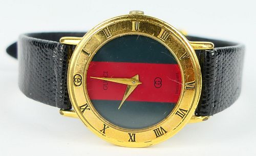 VINTAGE GUCCI GOLD TONE RED GREEN 38bace