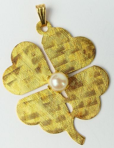 14KT Y GOLD 4 LEAF CLOVER CHARM 38bad8