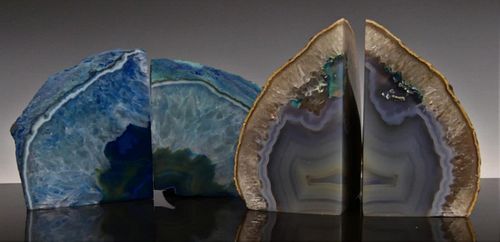2 PAIRS OF BRAZILIAN BLUE AGATE