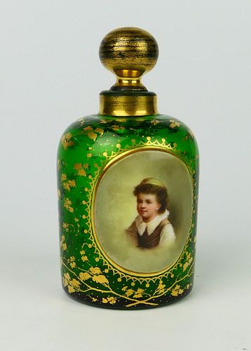 ANTIQUE FRENCH GREEN PERFUME BOTTLE 38bb0f
