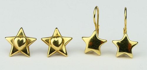 2 PAIRS OF 14KT Y GOLD STAR EARRINGSEach 38bb2f