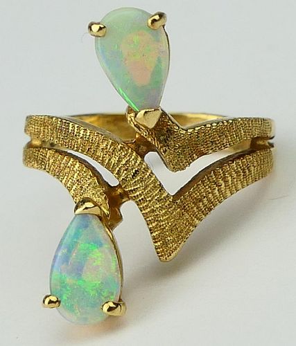 14 KT YELLOW GOLD AND DOUBLE OPAL