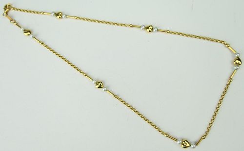 14 KT YELLOW GOLD AND PEARL NECKLACE  38bb2d