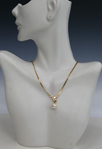 14KT YELLOW GOLD PEARL AND DIAMOND 38bb43