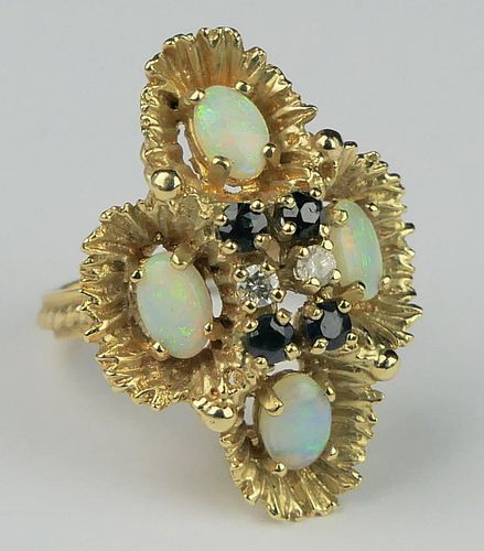 14KT Y.G OPAL SAPPHIRE DIAMOND