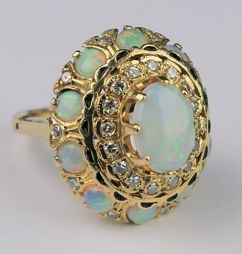 14KT Y GOLD OPAL DIAMOND LADIES 38bb73