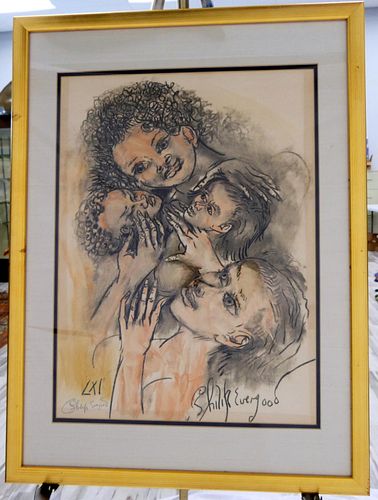 PHILIP EVERGOOD FRAMED LITHOGRAPH