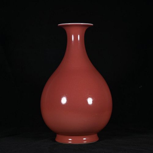 CHINESE OXBLOOD RED GLAZED BOTTLE 38bbbe