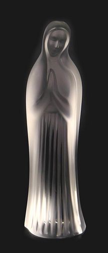 LALIQUE FROSTED CRYSTAL MADONNA STANDING