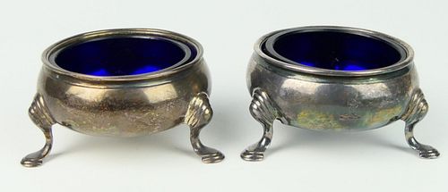 PAIR OF ANTIQUE STERLING FOOTED 38bbe3
