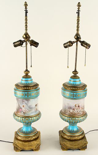 PAIR NAPOLEON III PORCELAIN BRONZE