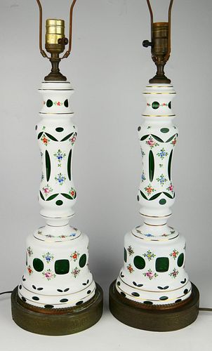 PAIR OF BOHEMIAN TALL WHITE TO 38bc0d
