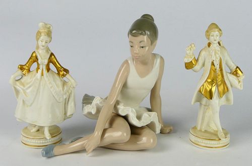 PORCELAIN LOT NAO BALLERINA & 2 DRESDEN