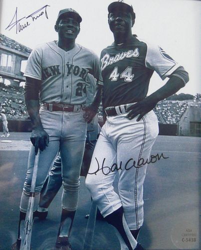 WILLIE MAYS HANK AARON SIGNED 38bc68