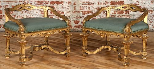 OPULENT PAIR GILTWOOD BOUDOIR CHAIRS