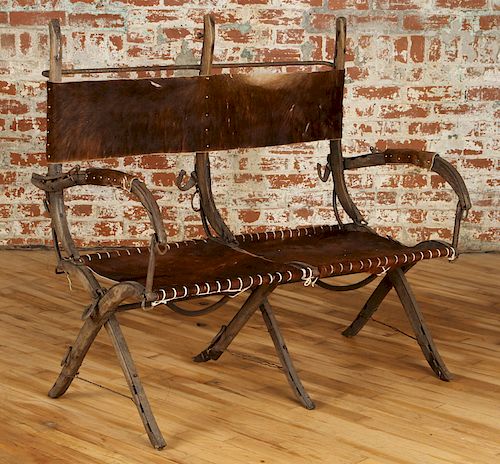 UNUSUAL RUSTIC WOOD IRON UPHOLSTERED 38bc9d