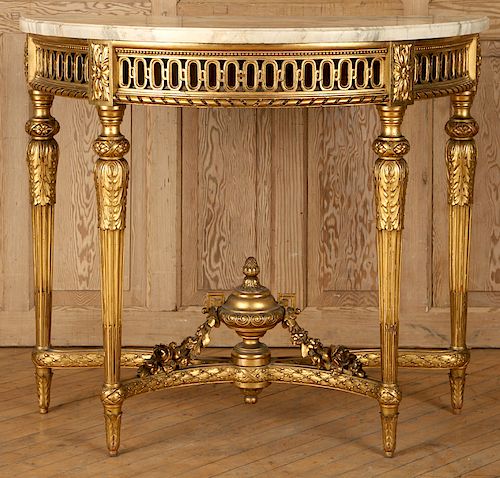GILT WOOD FRENCH MARBLE TOP CONSOLE 38bca7
