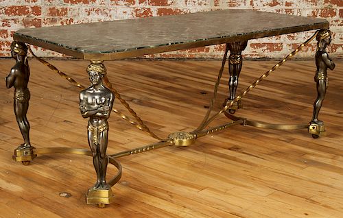 FRENCH BRONZE COFFEE TABLE FIGURAL 38bcb1