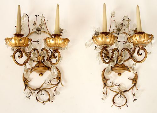 PAIR JANSEN BRONZE 2-LIGHT SCONCES