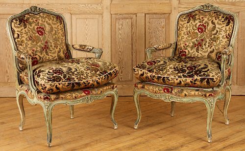 PAIR JANSEN UPHOLSTERED ARM CHAIRS