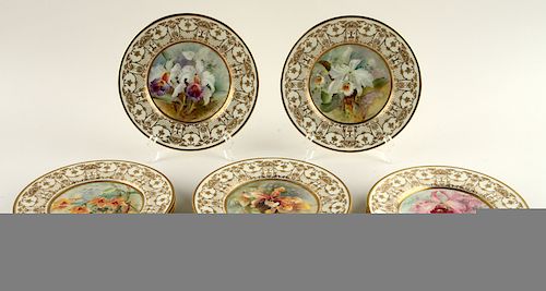 SET 12 ROYAL DOULTON HAND PAINTED CABINET