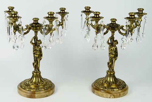 PAIR OF VINTAGE FRENCH BRONZE CANDLEABRUM4 38bd40