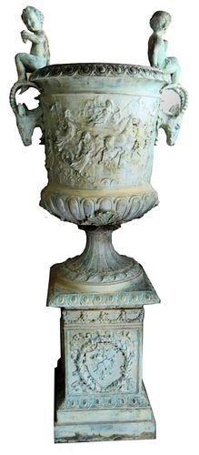 HUGE BRONZE OUTDOOR LAWN URN WITH 38bd42