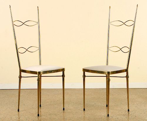 PAIR BRASS ITALIAN SIDE CHAIRS