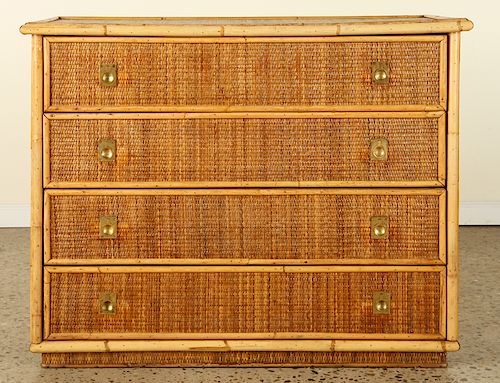 FRENCH RATTAN WICKER CHEST OF DRAWERS 38bd67