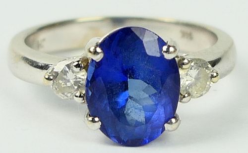 14KT WHITE GOLD TANZANITE AND DIAMOND