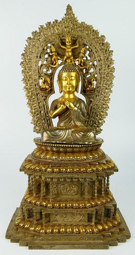 TIBETAN GILT SILVERED BRONZE 38bde1