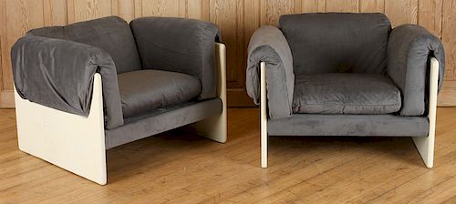 PAIR CUBE FORM CHAIRS MANNER OF