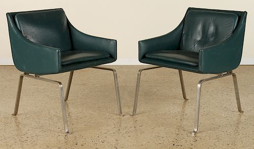 PAIR LEATHER STEEL CHAIRS POSSIBLY 38bde6