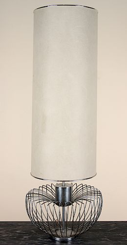 FRENCH CHROME MELON FORM LAMP FIBERGLASS