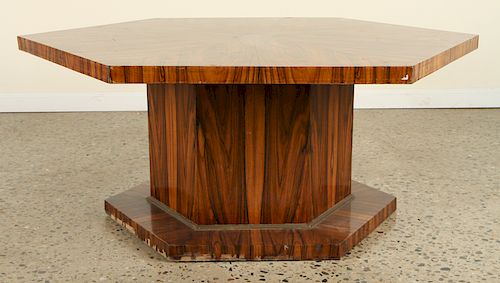 A HEXAGONAL ROSEWOOD COFFEE TABLE