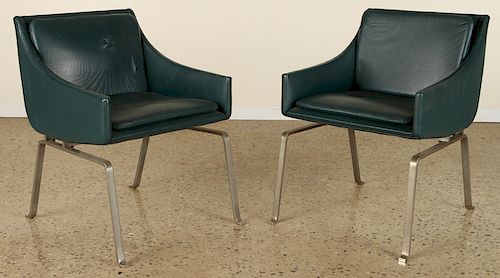 PAIR LEATHER STEEL CHAIRS POSSIBLY 38be0c