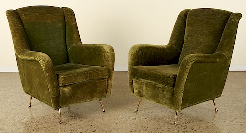 PAIR UPHOLSTERED ITALIAN CLUB CHAIRS