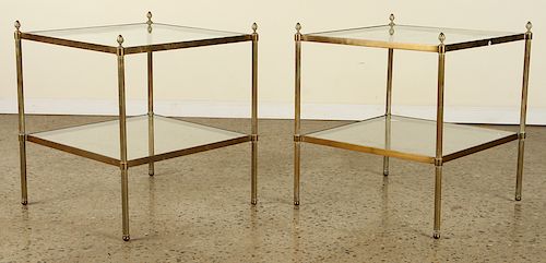 PAIR FRENCH BRONZE 2 TIERED GLASS 38be54