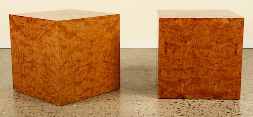 PAIR FRENCH BURL WALNUT CUBE FORM 38be65