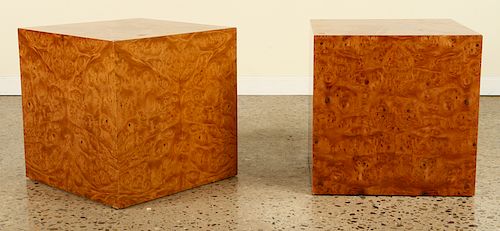 PAIR FRENCH BURL WALNUT CUBE FORM