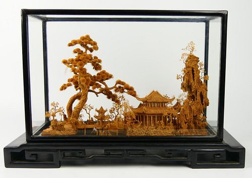 CHINESE BOXWOOD LANDSCAPE CARVING 38be8e