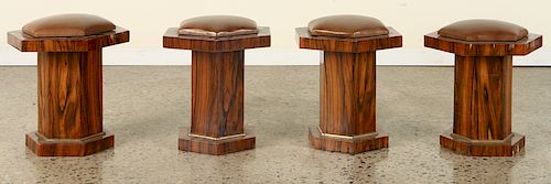 SET 4 HEXAGONAL ROSEWOOD UPHOLSTERED 38beaa