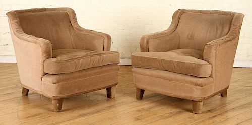 PAIR UPHOLSTERED CLUB CHAIRS MANNER