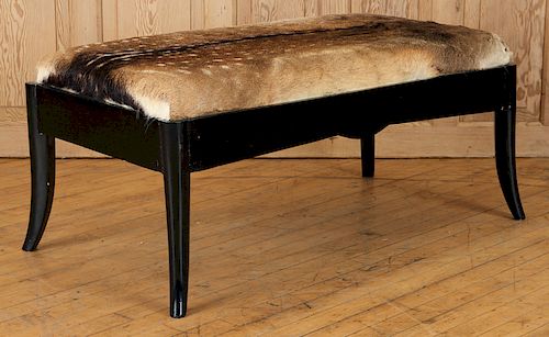 FRENCH EBONIZED BENCH COVERED IN