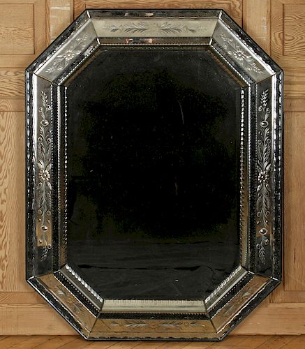 VENETIAN ETCHED GLASS MIRROR FLORAL 38beba