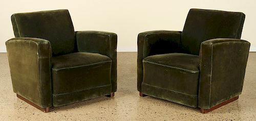 PAIR FRENCH ART DECO UPHOLSTERED