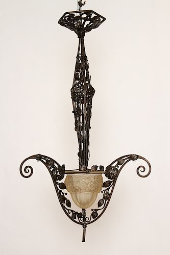 FRENCH ART DECO IRON CHANDELIER 38bee0